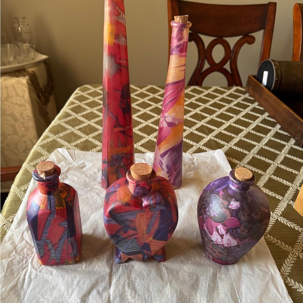 Abstract Multicolor Decorative Vases Set